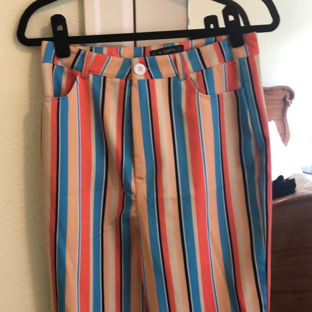 Zaful High Waisted Multi Color Striped Pants